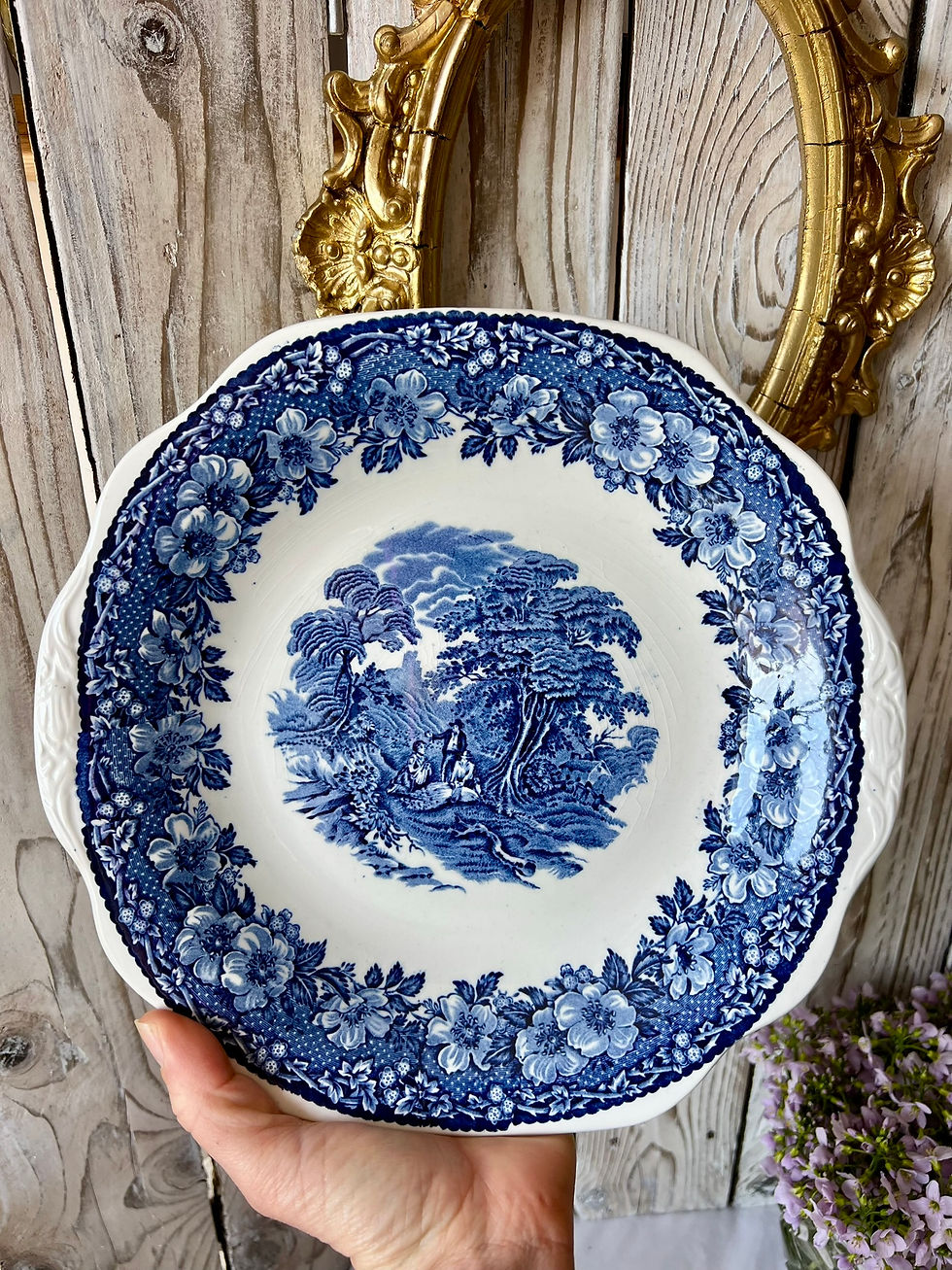 Plat à gâteaux ancien modèle Woodland, Enoch Wedgwood, Angleterre.