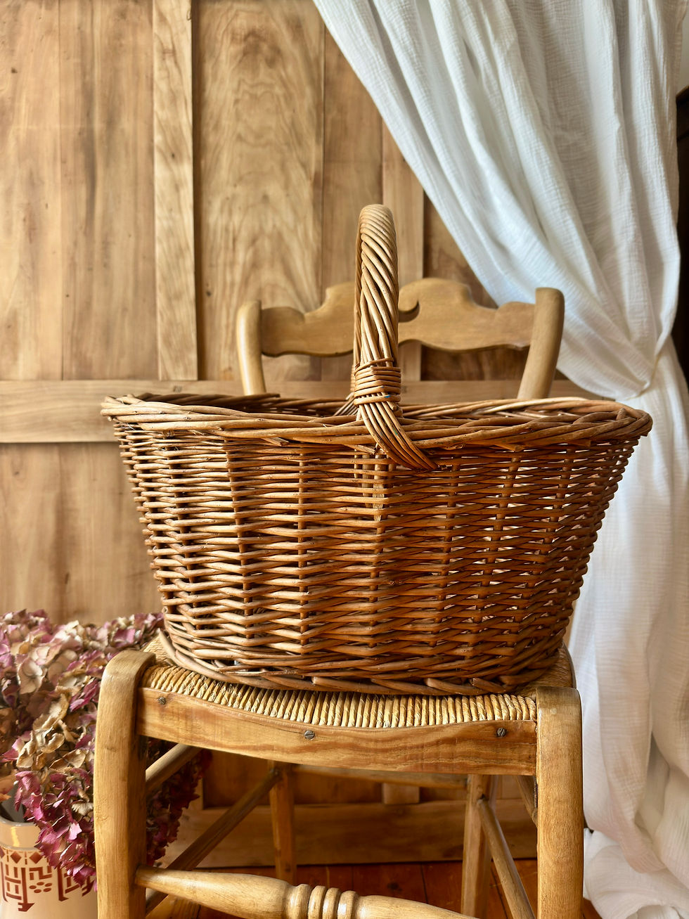 Miniature : Panier ancien en osier naturel