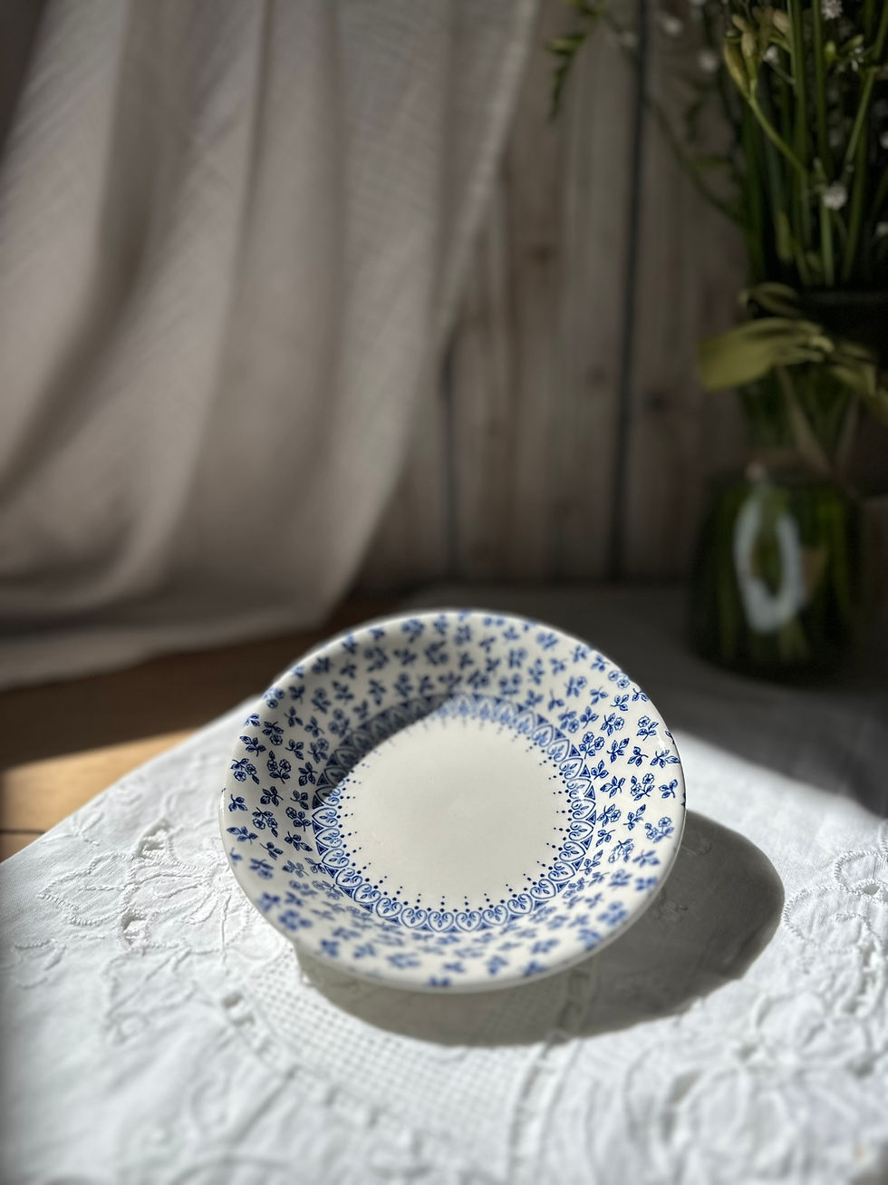 Miniature : Bol ancien anglais à décor floral bleu – English Ironstone