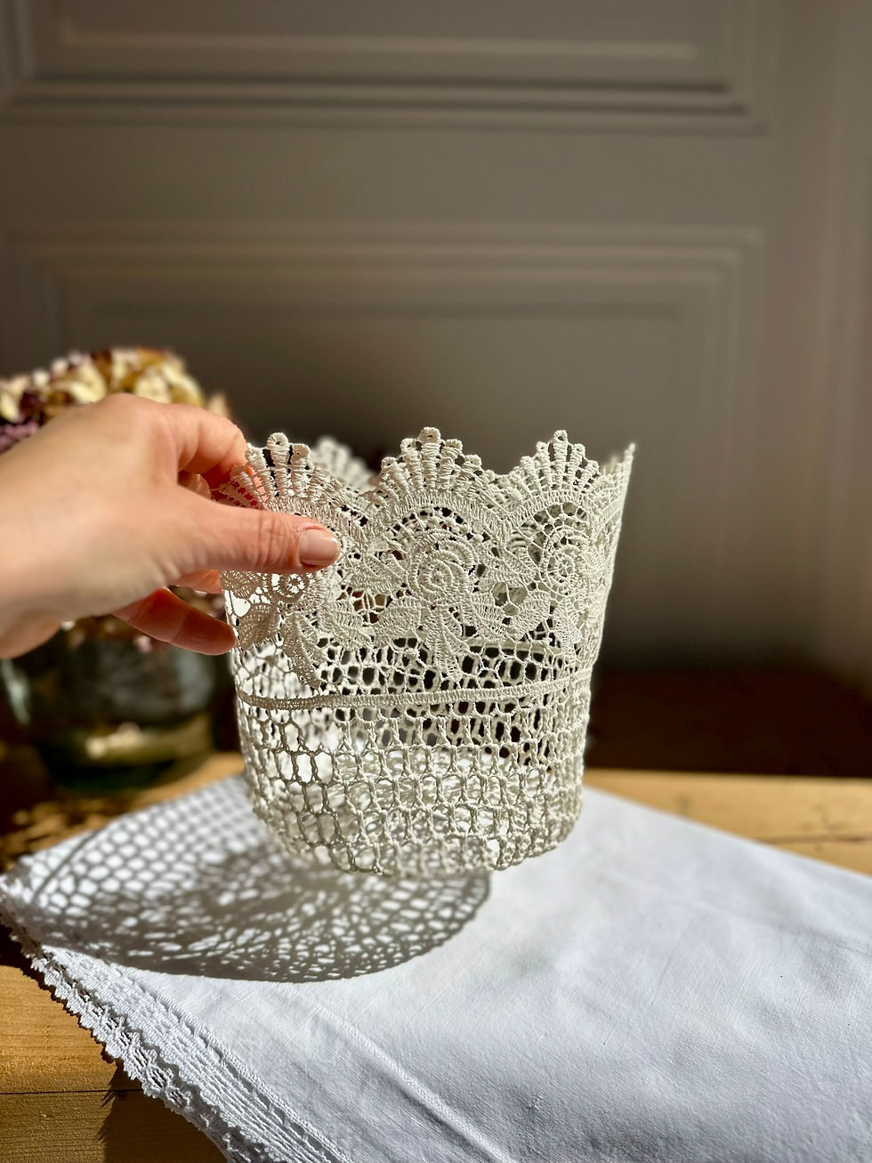 Miniature : Corbeille ancienne en dentelle au crochet
