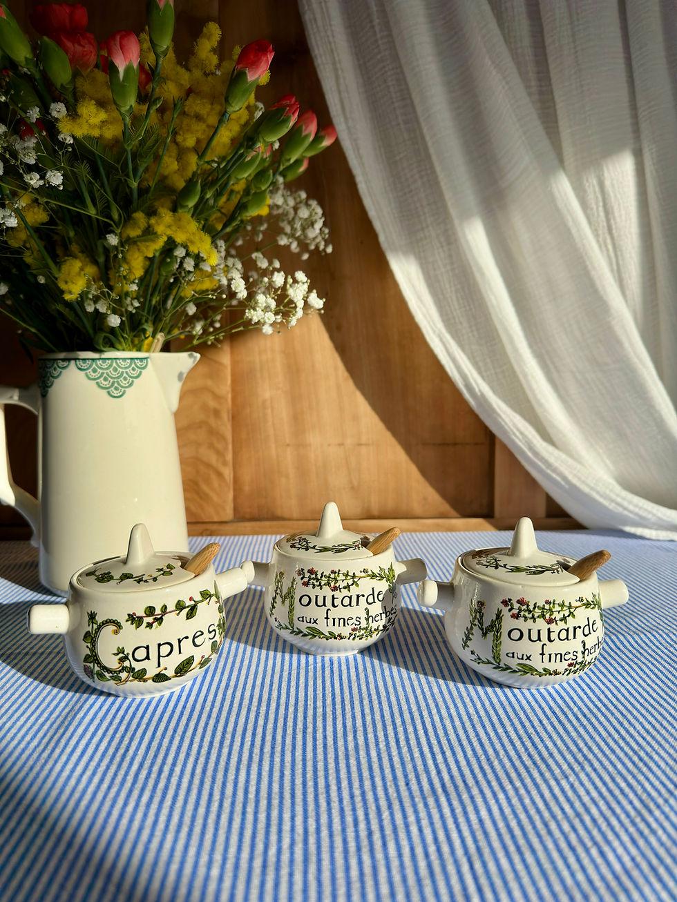 Miniature : Pots à condiments anciens Salins France – Moutarde & Câpres
