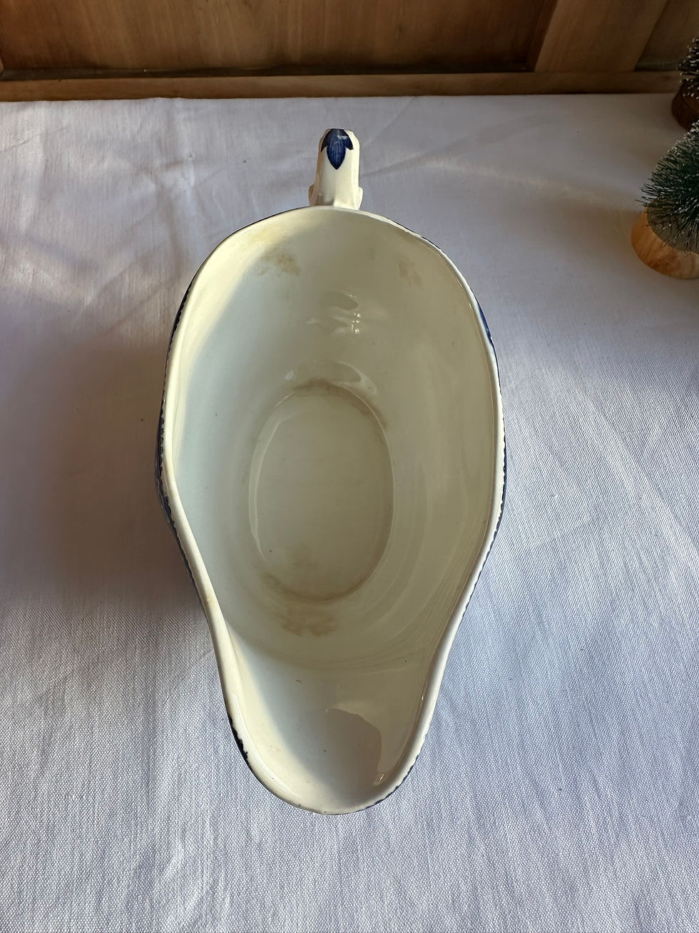 Miniature : Saucière ancienne en faïence anglaise Wedgwood – modèle Woodland