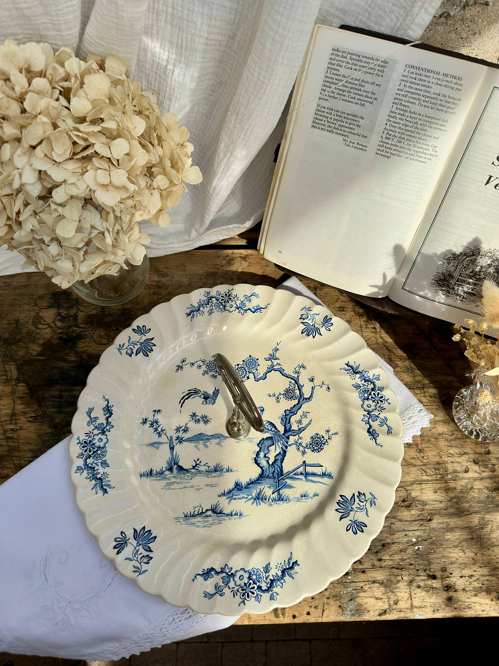 Miniature : Présentoir à gâteaux ancien en faïence anglaise Myott « Exotic Birds »