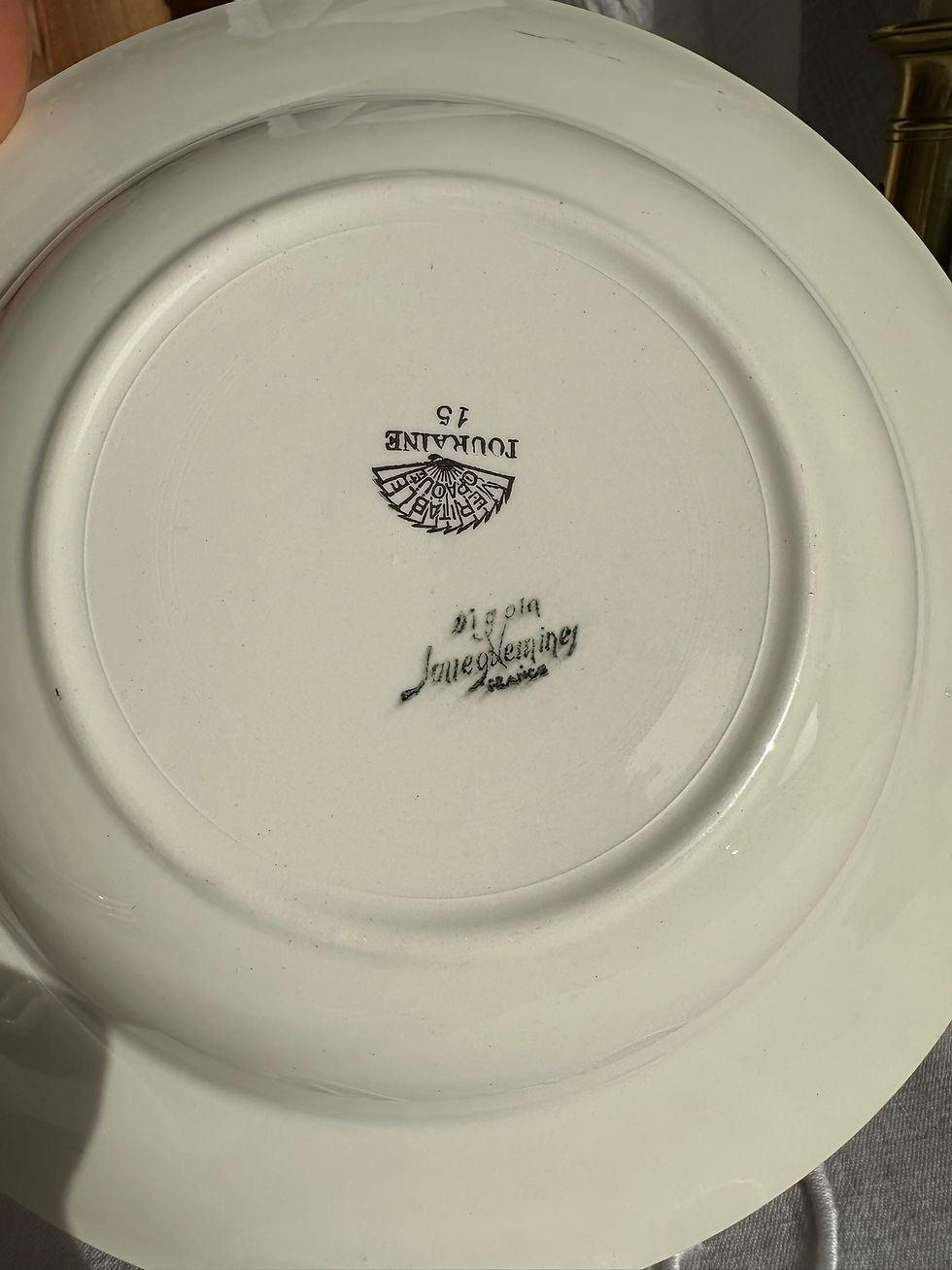 Miniature : Assiette creuse ancienne – Digoin & Sarreguemines – Décor vert d’eau et doré