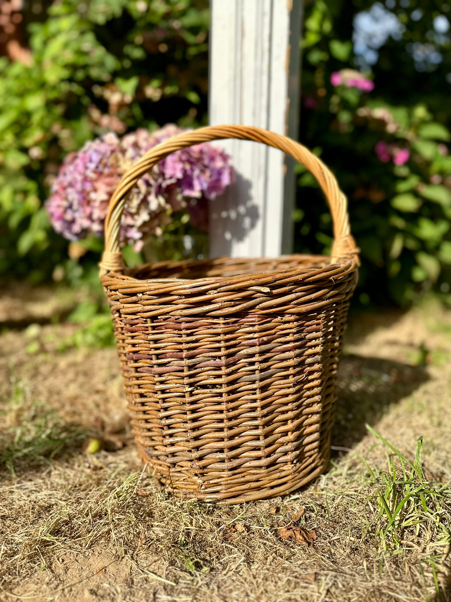 Panier ancien en osier à anse