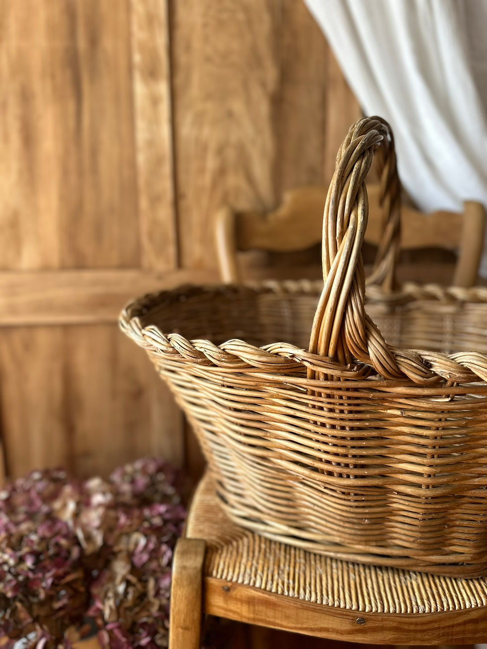 Miniature : Panier ancien en osier tressé