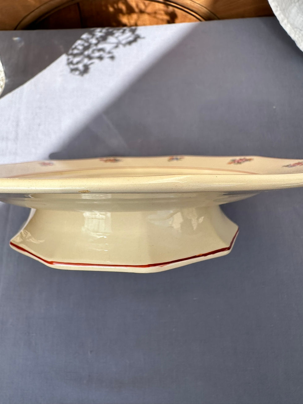 Miniature : Assiette sur pied ancienne Moulin des Loups – Décor floral
