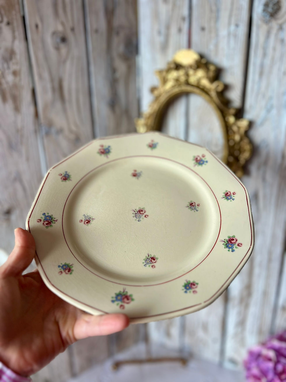 Miniature : Assiette plate ancienne fleurie bel état – Moulin des Loups & Hamage