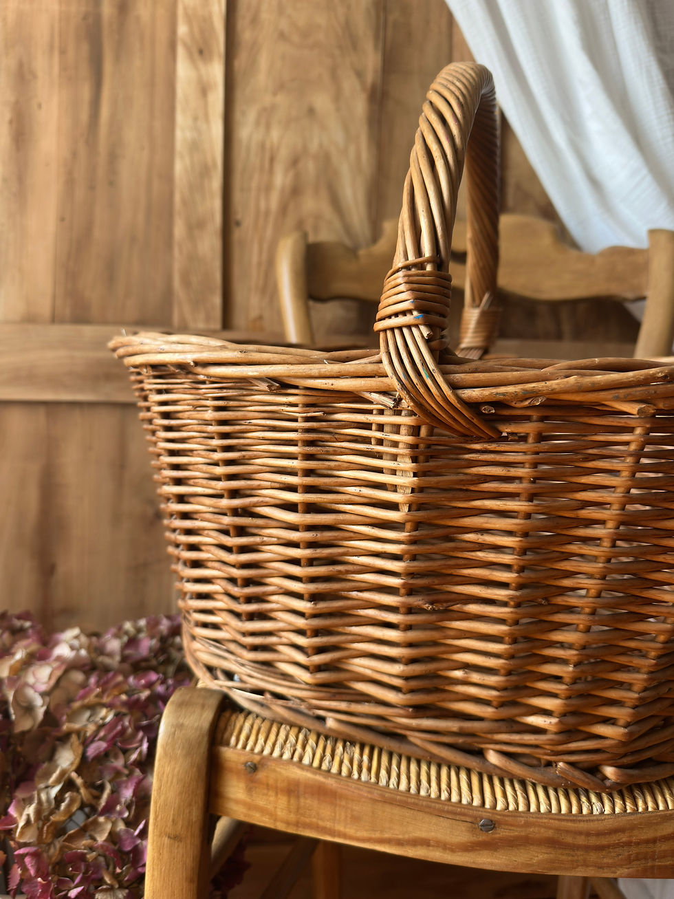 Miniature : Panier ancien en osier naturel