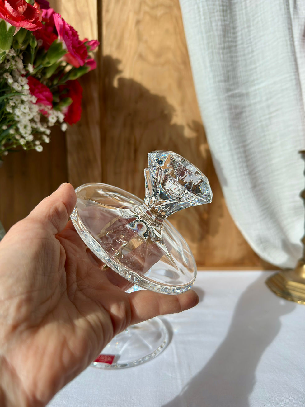 Miniature : Lot de deux bougeoirs en cristal taillé – Cristal d’Arques