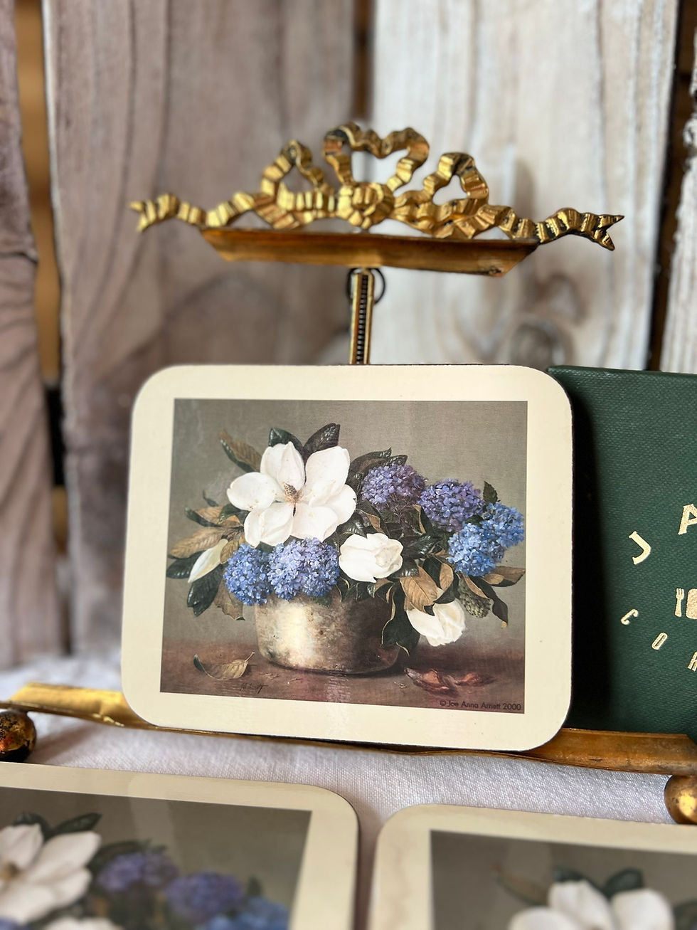Miniature : Coffret de 6 dessous de verre vintage fleuris – avec boîte d’origine