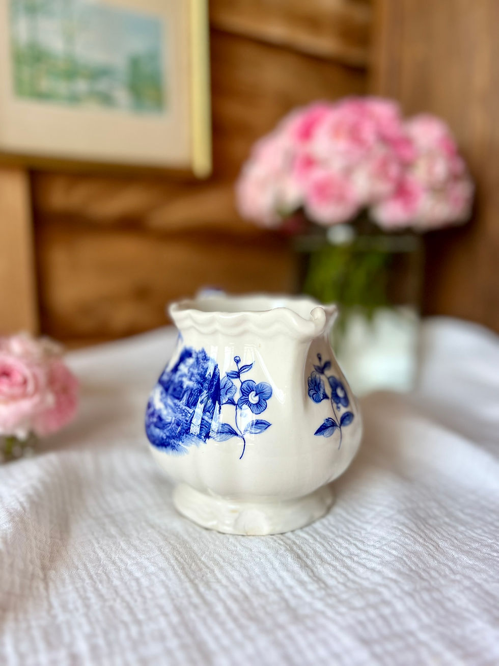 Miniature : Broc ancien Sarreguemines – modèle Romantic – décor bleu