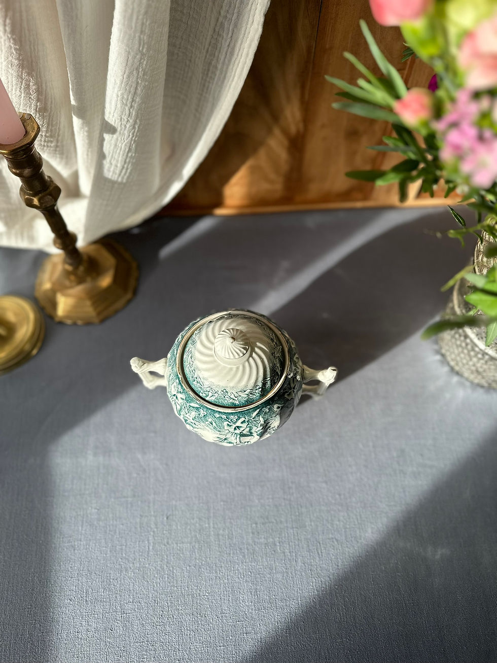 Miniature : Sucrier ancien Saint-Amand & Hamage – modèle Lierre – décor vert