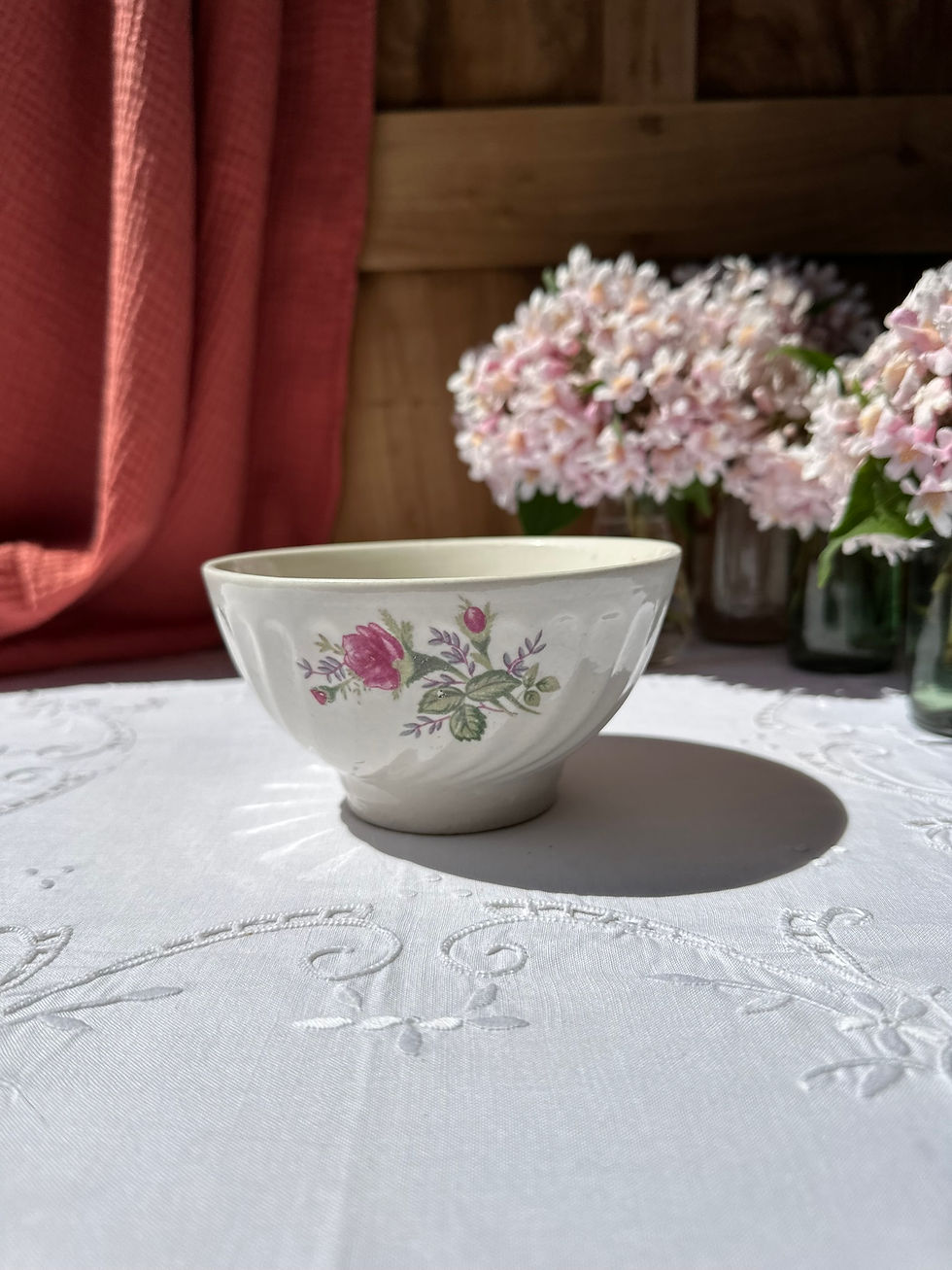 Miniature : antique compotier, french ironstone, gien lucerne, antique pedestal plate, terre