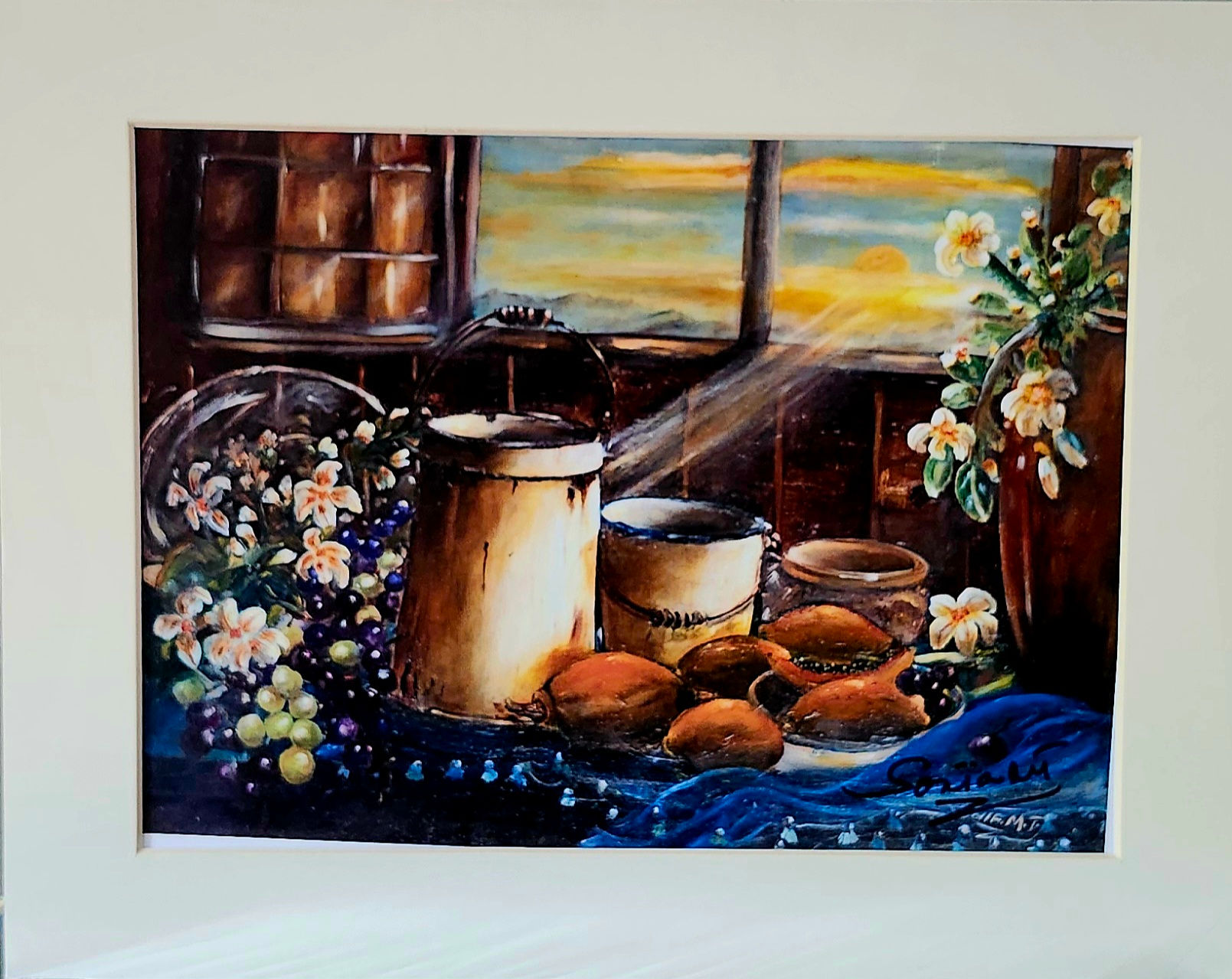 Papaya flowers and fruits