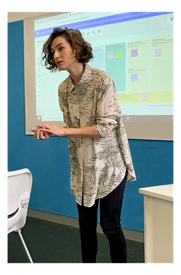Finley Jackson running a student experience workshop and design sprint in the classroom