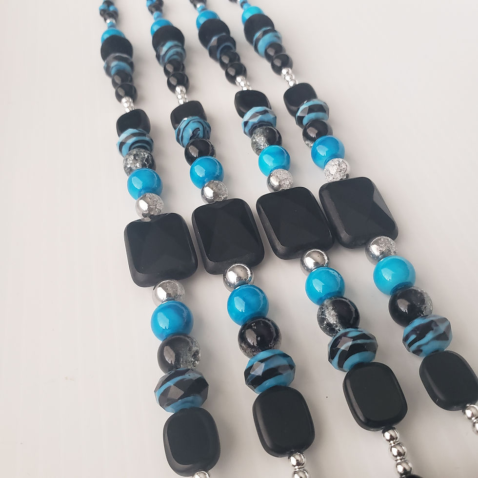 Thumbnail: "KING" Black, Chrome and Turquoise Tassels