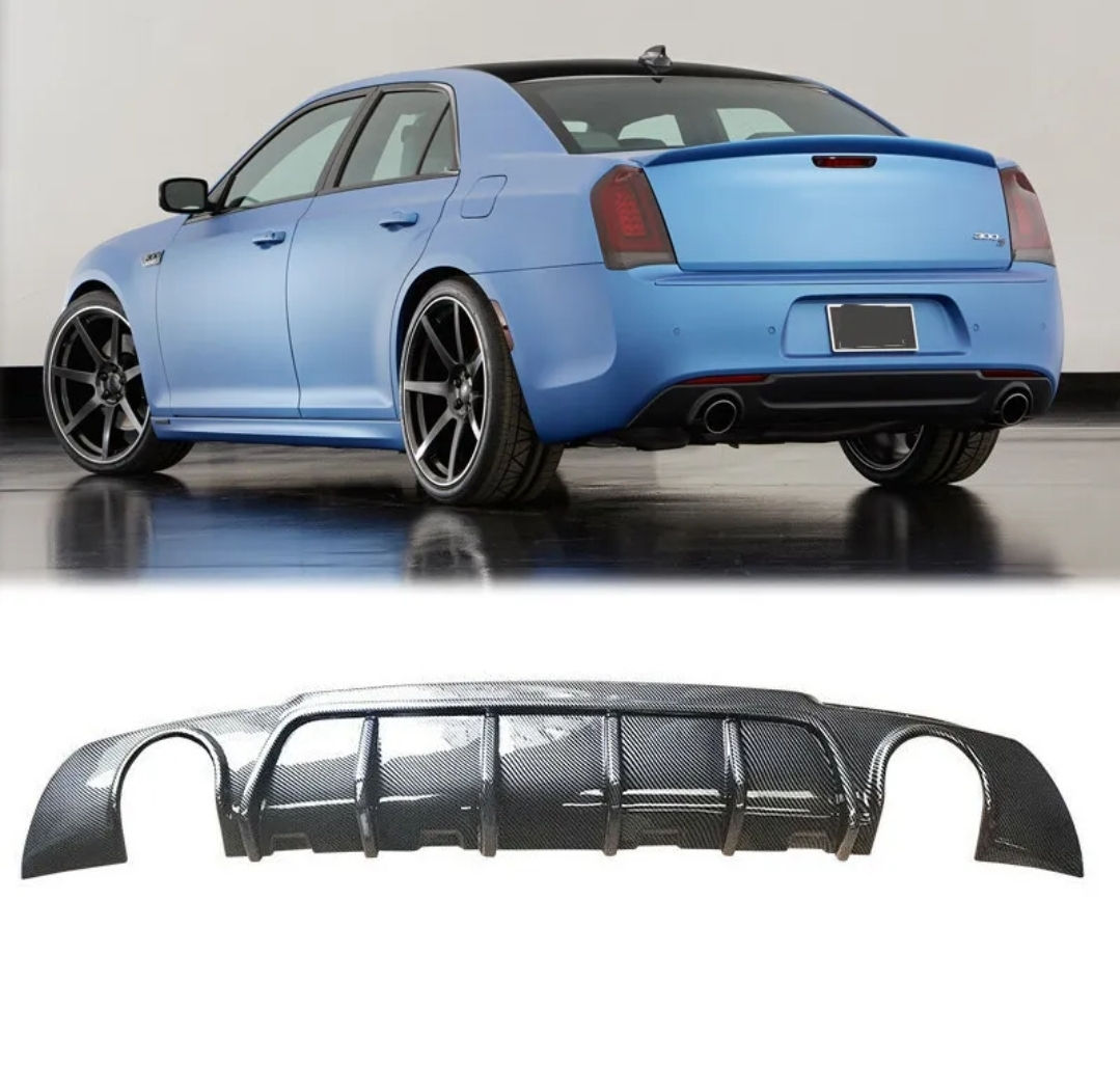 Fit Chrysler 300c Rear Bumper Diffuser Dual Exhaust Carbon Fiber Look 2015-2023