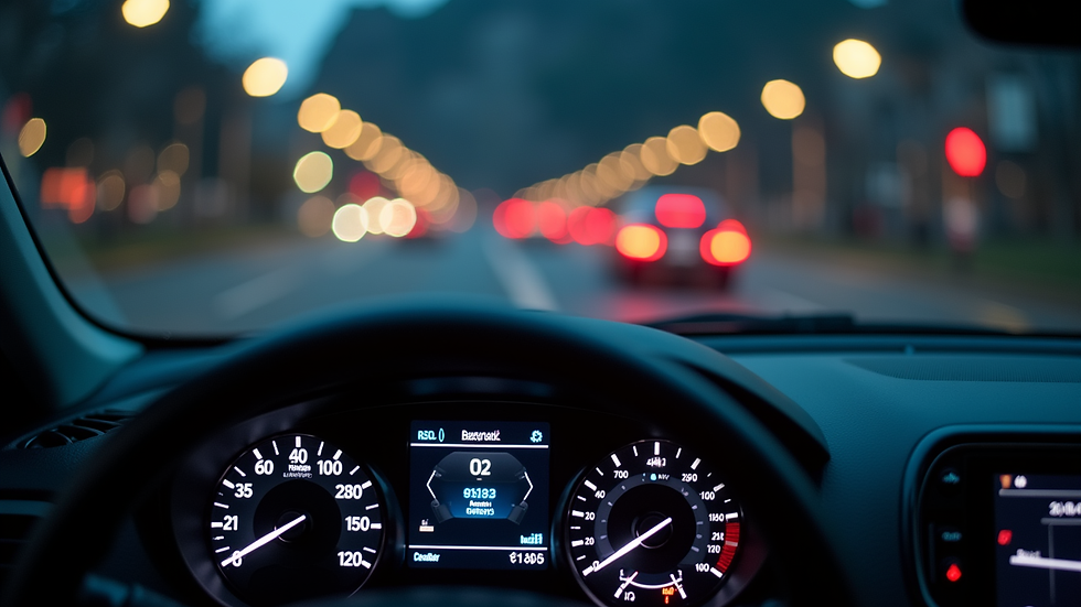 Eye-level view of a car’s dashboard showing diagnostic error codes