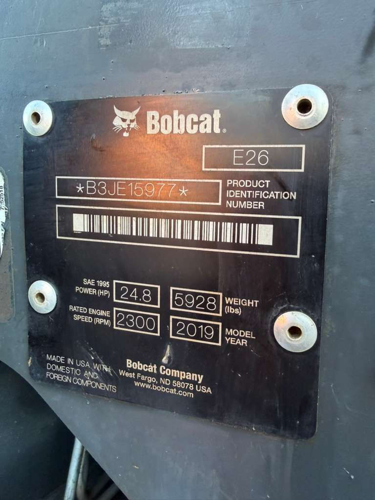 Thumbnail: 2019 BOBCATE26 MINI EXCAVATOR