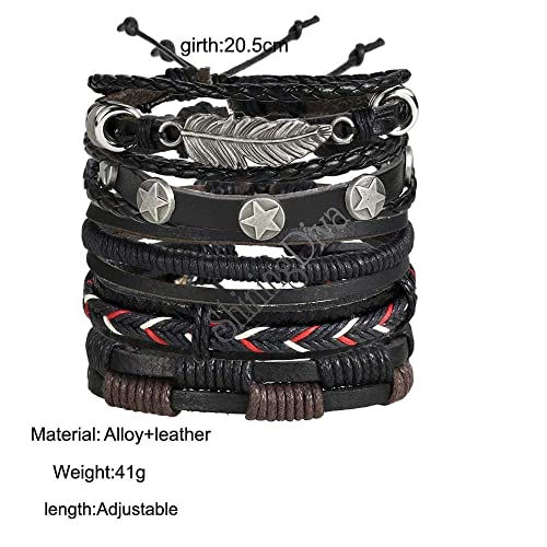 Thumbnail: Shining Diva Fashion Stylish Multi Strand Leather Bracelet for Men (Black, 9904b