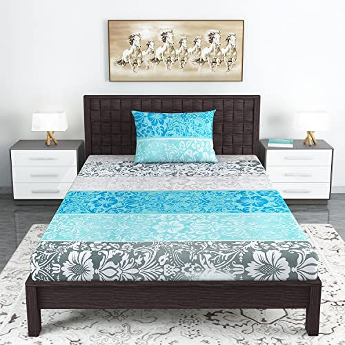 Thumbnail: Divine Casa Ruhiyana Cotton Blend Ethnic Single Bedsheets with 1 Pillow Covers S