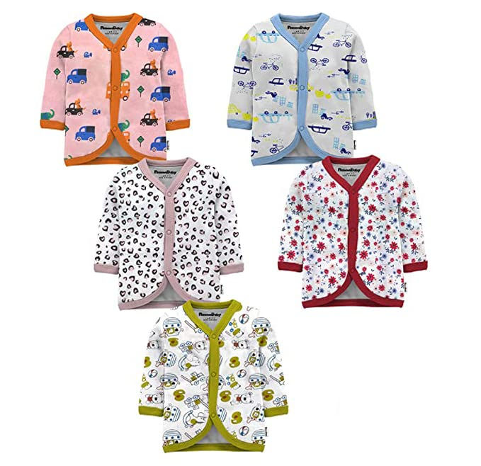 Thumbnail: NammaBaby Baby Boy's Regular Fit T Shirt Front Open Jhabla Assorted Multipack (6