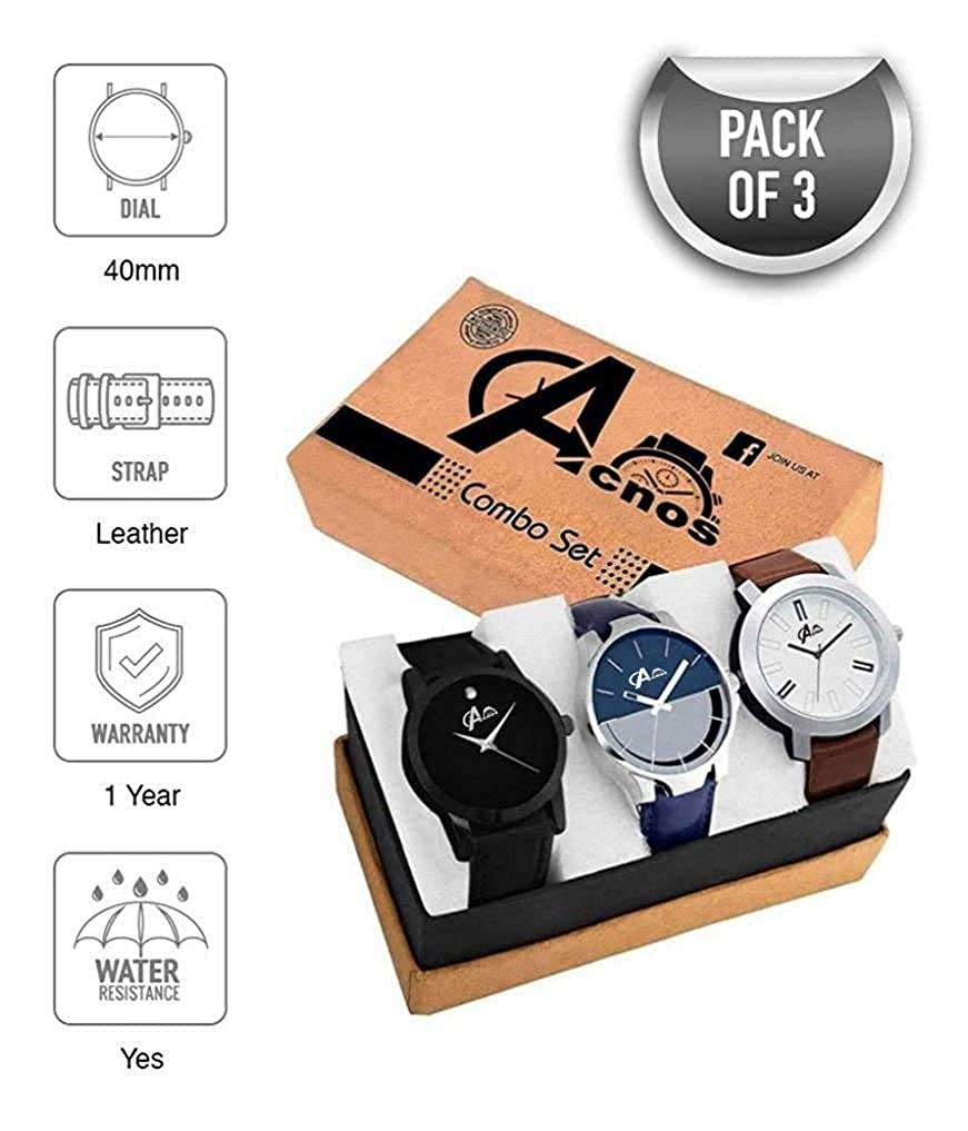 Thumbnail:   Analogue Men's Watch Multicolored Dial Multicolored Colored Strap (Pack of 3)