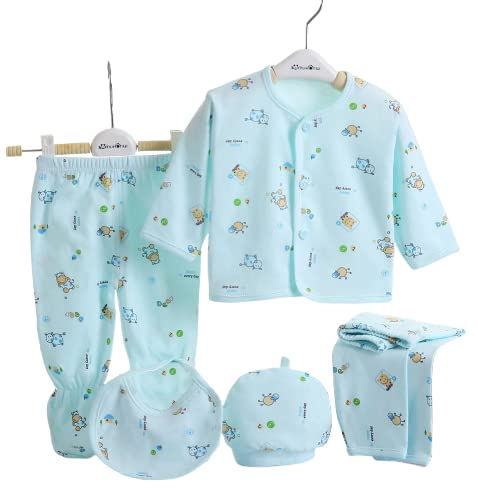 HIKIPO Baby's Cotton Summer Wear Clothes Sets (HP-SM-1_Clear, Blue_0-6 Months)