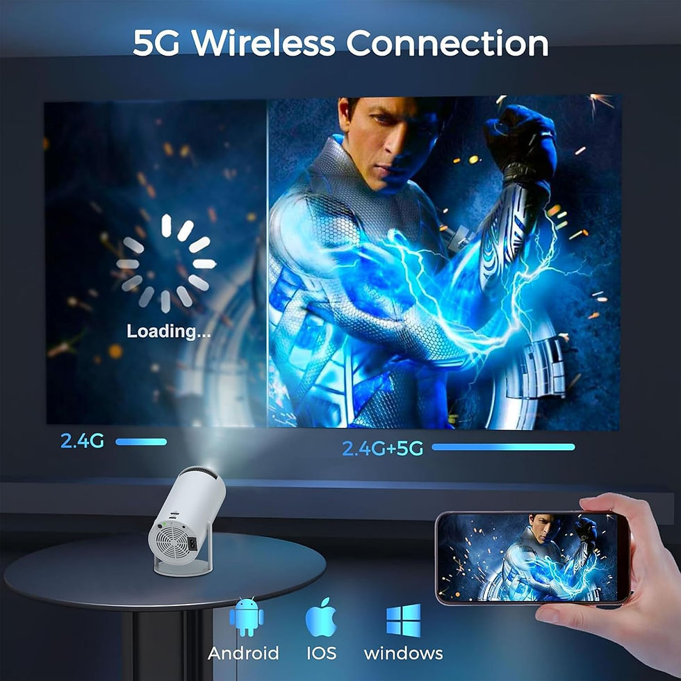 Thumbnail: HY300 Android Mini Projector with WiFi and Bluetooth, 180° Flip Portable Home Mo