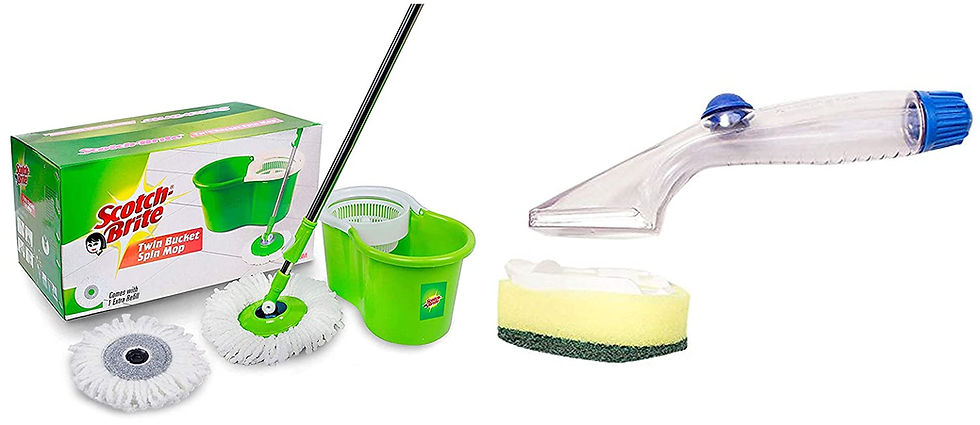 Thumbnail: Scotch-Brite Twin Bucket Spin Mop (Green, 2 refills)