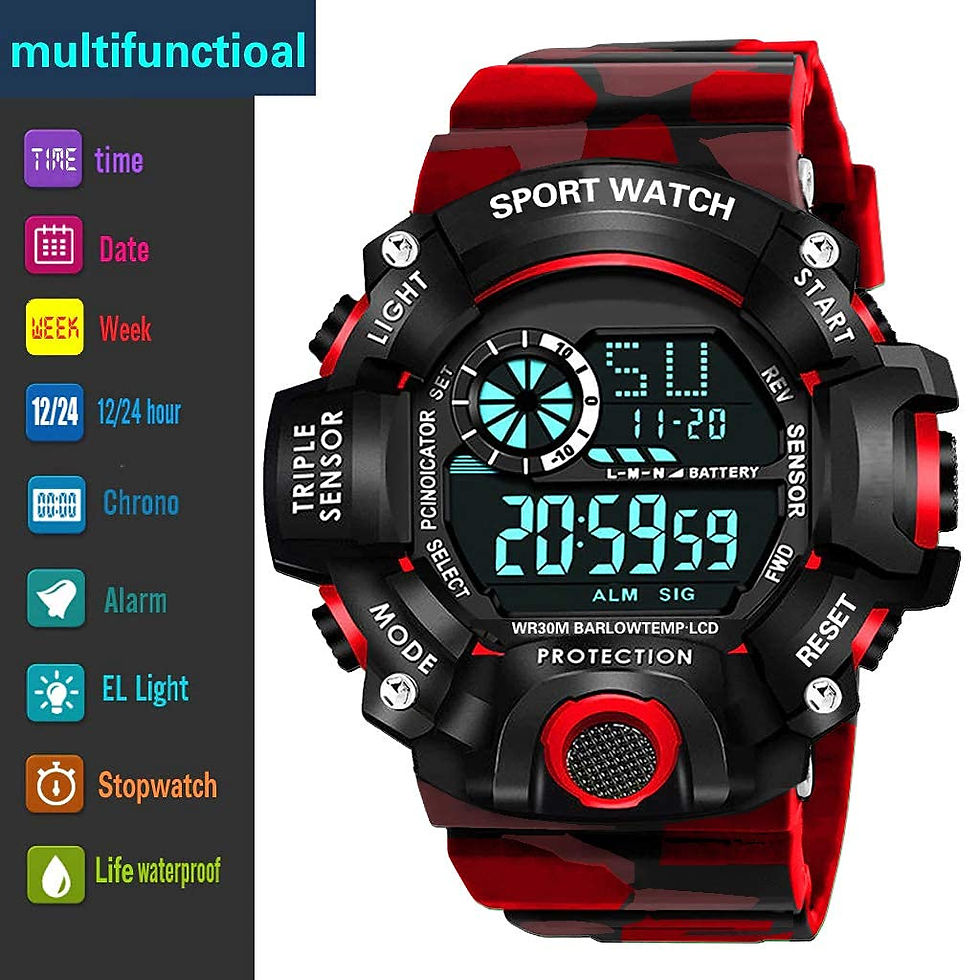 Thumbnail:   A Digital Watch with Square LED Shockproof Multi-Functional Automatic Red Col