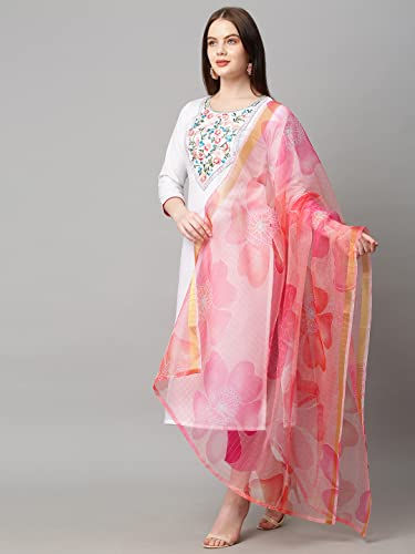 Thumbnail: ANNI DESIGNER Women's Cotton Blend Solid Straight Kurta with Pant & with Dupatta