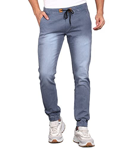 Urbano Fashion Men's Light Grey Slim Fit Stretch Jogger Jeans (hpsjogger-lgrey-3