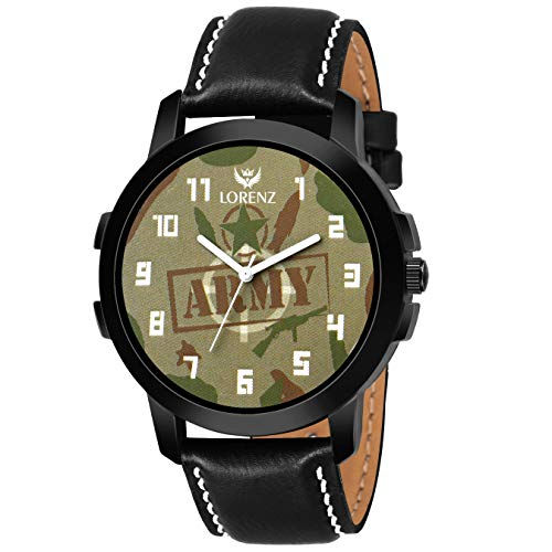 Thumbnail: LORENZ Combo of Black Sunglasses, Army Series Watch & Wallet Combo Box for Men |