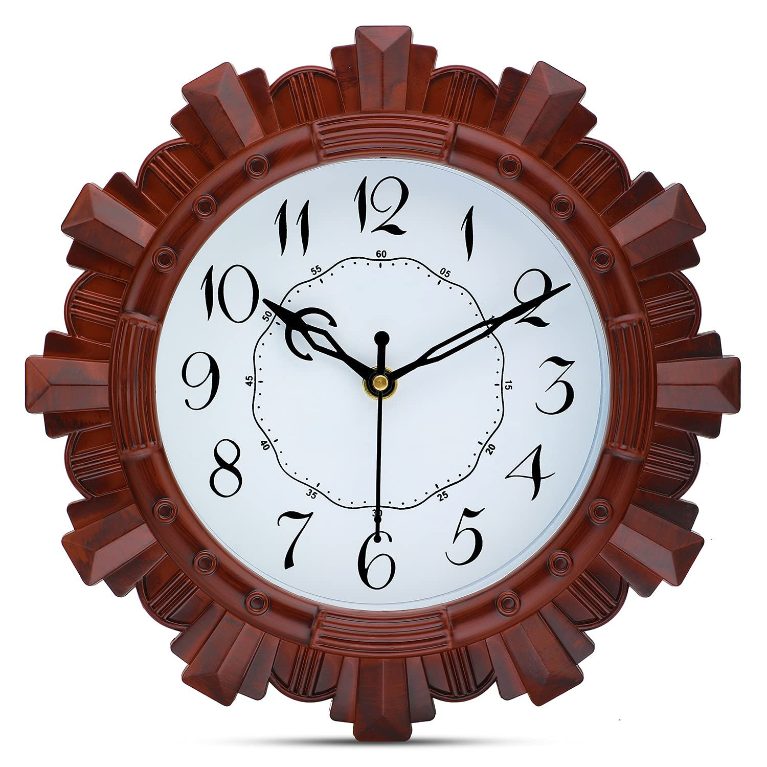  Wooden Look Designer Round Wall Clock Perfect for Office, Classroom, Bedroom, 