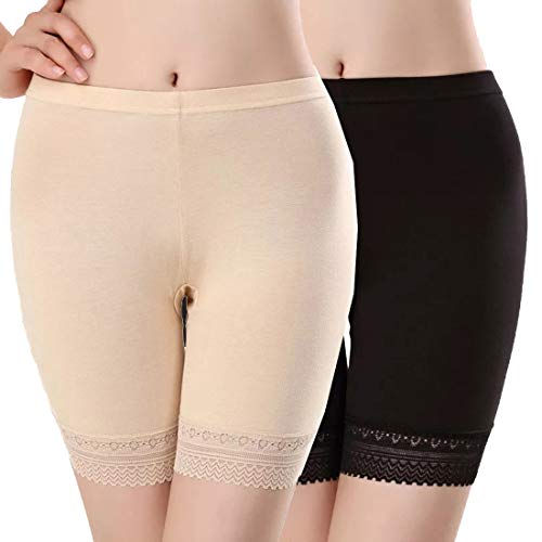 PLUMBURY Women's/Girl's Cotton Lycra Stretchable Lace Cycling Shorts/Under Skirt