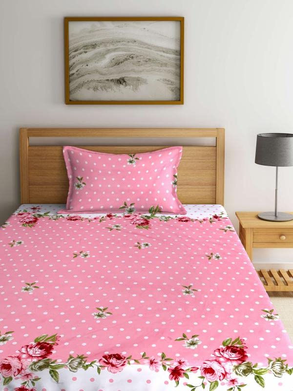 Thumbnail: IVAZA 144 TC Ezyption Cotton Bedsheet for Single Bed with 1 Pillow Covers | Supe