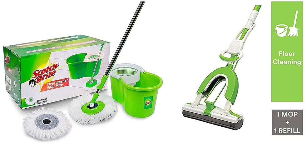 Thumbnail: Scotch-Brite Twin Bucket Spin Mop (Green, 2 refills)