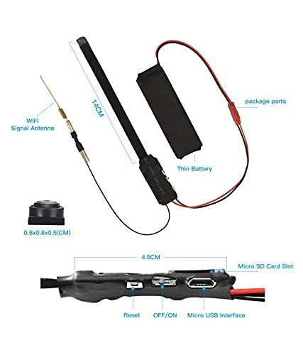 Thumbnail: Mini WiFi Spy Camera Module, Wireless 1080P Portable DIY Strip Pinhole  cam