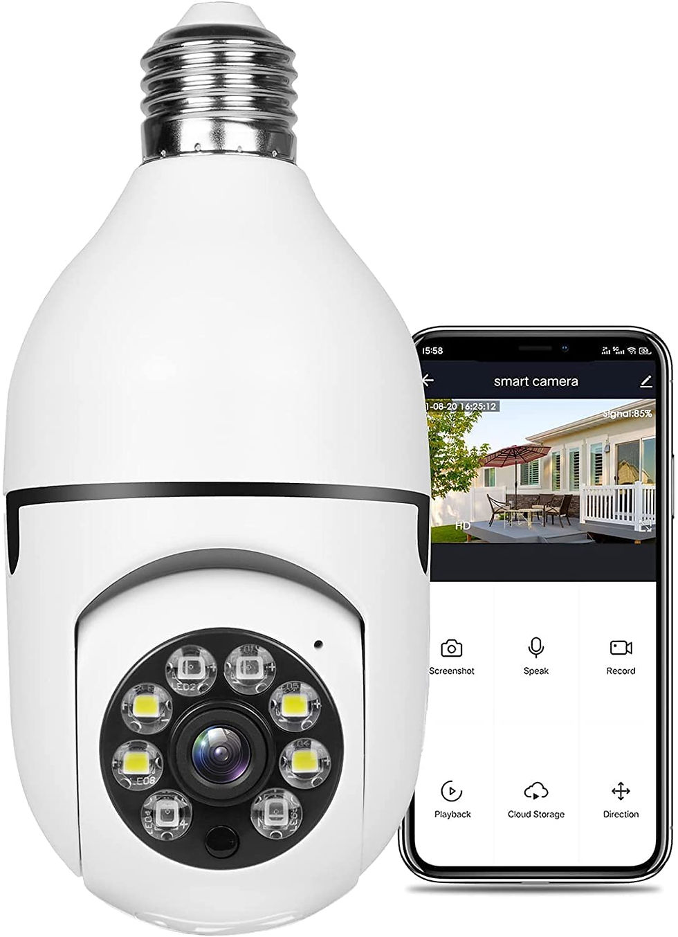 Thumbnail: 1080p Full HD Bulb Shape 2MP Full HD Pan/Tilt Wireless WiFi IP CCTV Security Ca
