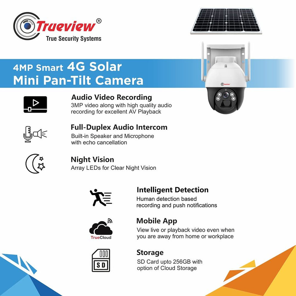 Thumbnail: Trueview 4G Sim 4Mp Solar Powered Cctv Security Camera With Solar Panel | 350° D