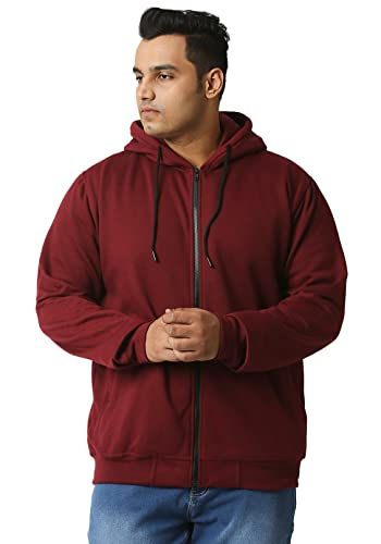 Wear Your Opinion Men's Plus Size Fleece Zipper Hoodie Jacket(Maroon, 5XL)