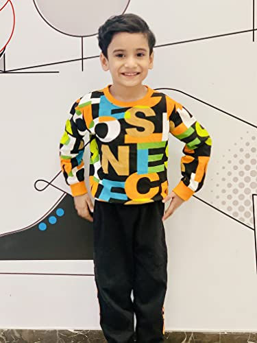 Thumbnail: Googo Gaaga Boy's Cotton Full Sleeves Printed Sweatshirt and Pant Set in Multi C
