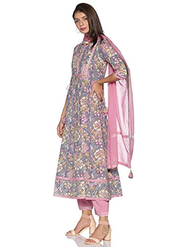 Thumbnail: RAJMANDIRFABRICS Women Cotton Anarkali Kurta Pant and Dupatta set (PK1018017-S_G