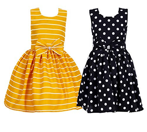 R Cube Girl's Poly Crape Straped Casual Wear Frock (Black, 10-11 Years)