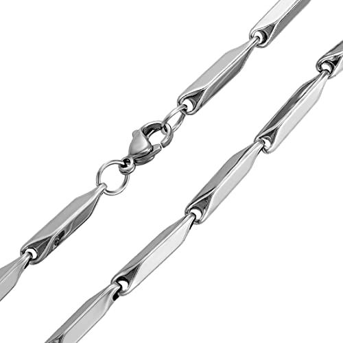 Thumbnail: Nakabh Stainless Steel Rice Chain for Men and Boys (Silver)