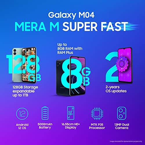 Thumbnail: Samsung Galaxy M04 Light Green, Mobile Smart Phone 4GB RAM, 128GB Storage | Upto