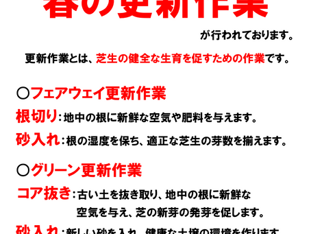 コース内にて春の更新作業中