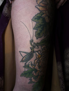 Type de tatouage: Kakushibori
Technique: Tracés, Ombrages, remplissages, couleurs à la main (tebori)